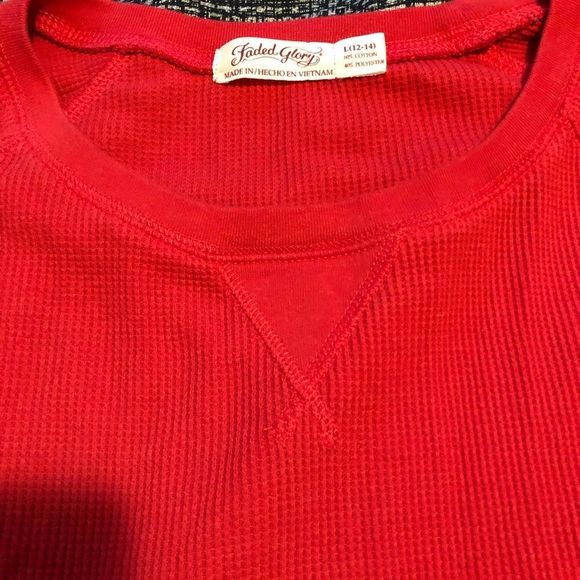 SALE 2for$15 Faded Glory Red Waffle Long Sleeve Thermal Henley​ - Picture 3 of 7